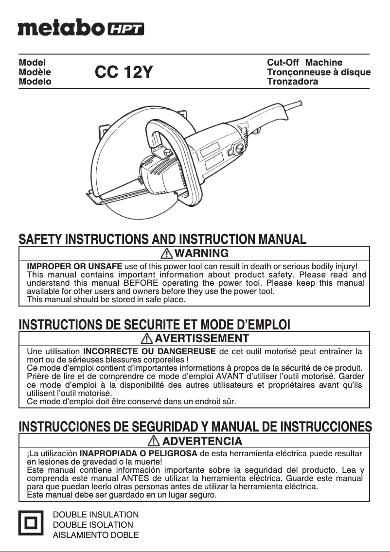 Page 1 of the manual User Manual Metabo CC12Y