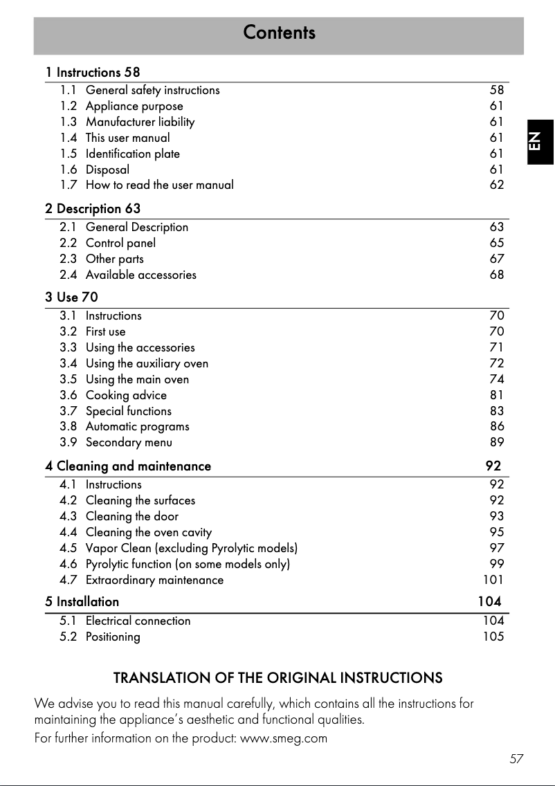 Page n°1 - Mode d'emploi Smeg DOSF6920P1