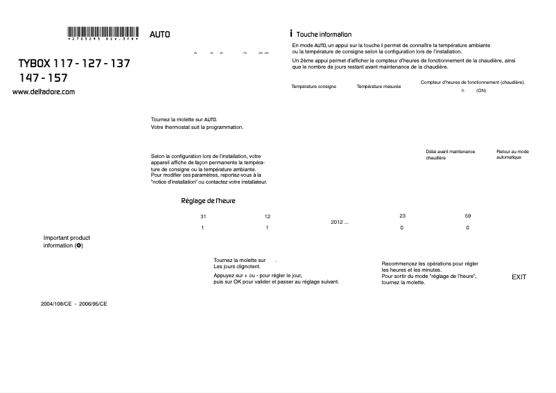 Image de la première page du manuel de l'appareil Tybox 127