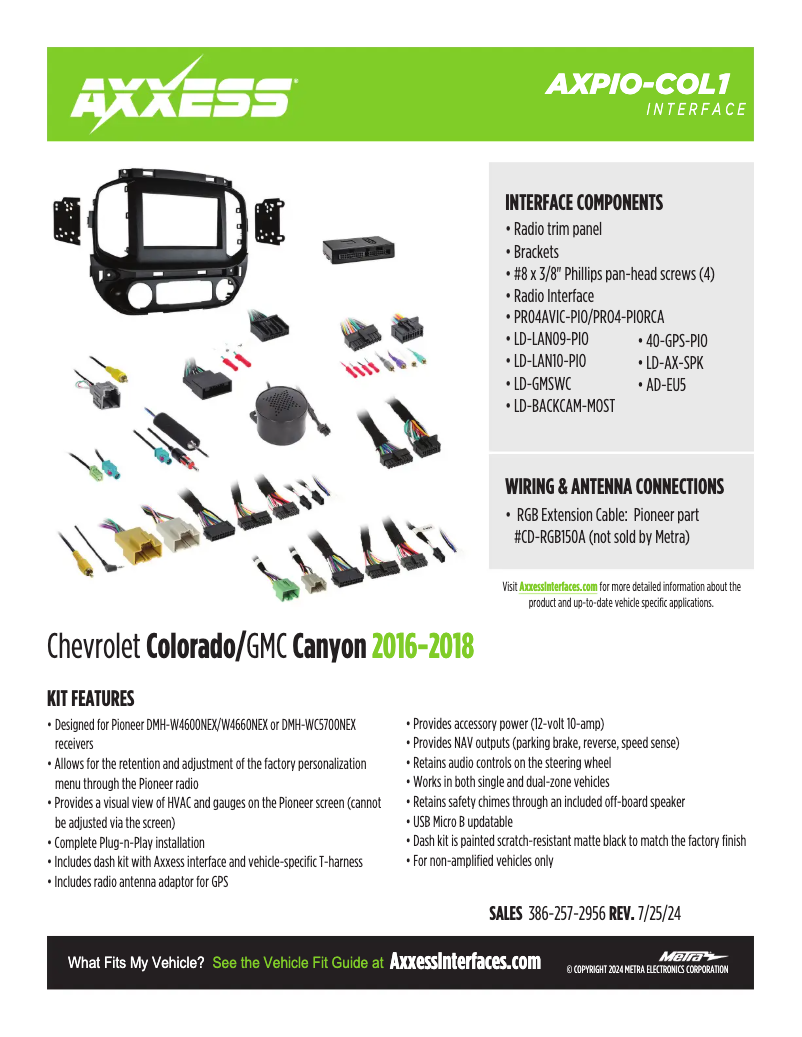 Page 1 de la notice Fiche technique AXESS AXPIO-COL1