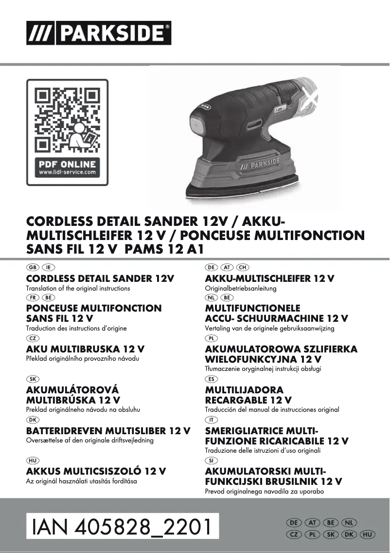 Page 1 de la notice Manuel utilisateur Parkside PAMS 12 A1