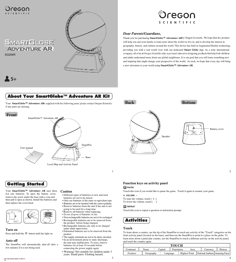 Page n°1 - Manuel utilisateur Oregon Scientific SG268R