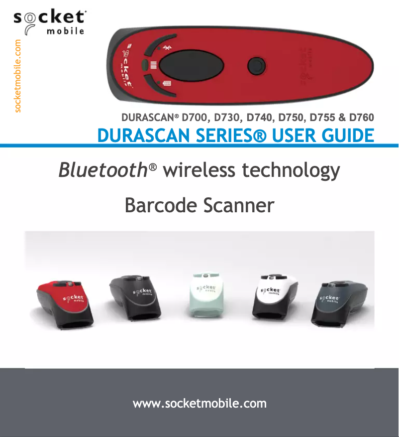 Page 1 de la notice Manuel utilisateur Socket Mobile DuraScan D755