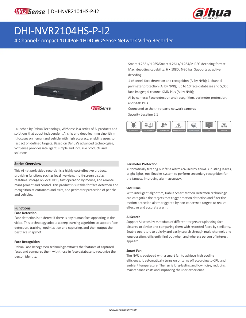 Image de la première page du manuel de l'appareil NVR2104HS-P-I2