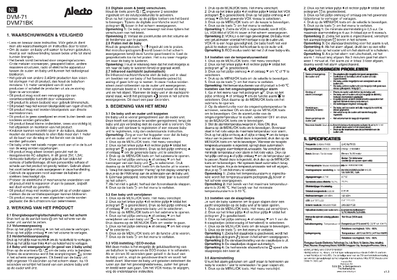 Page n°1 - Manuel utilisateur Alecto DVM-71