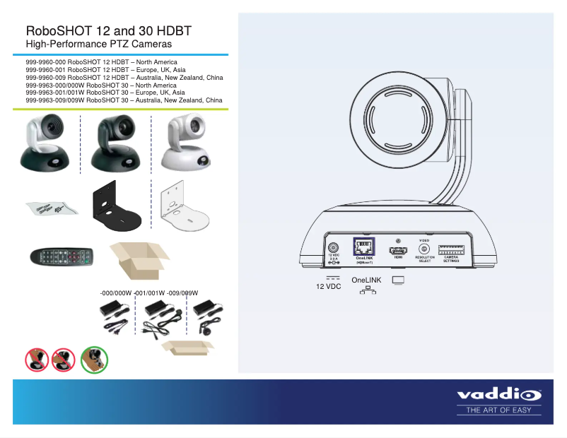 Page 1 de la notice Manuel utilisateur Vaddio RoboSHOT 30 HDBT