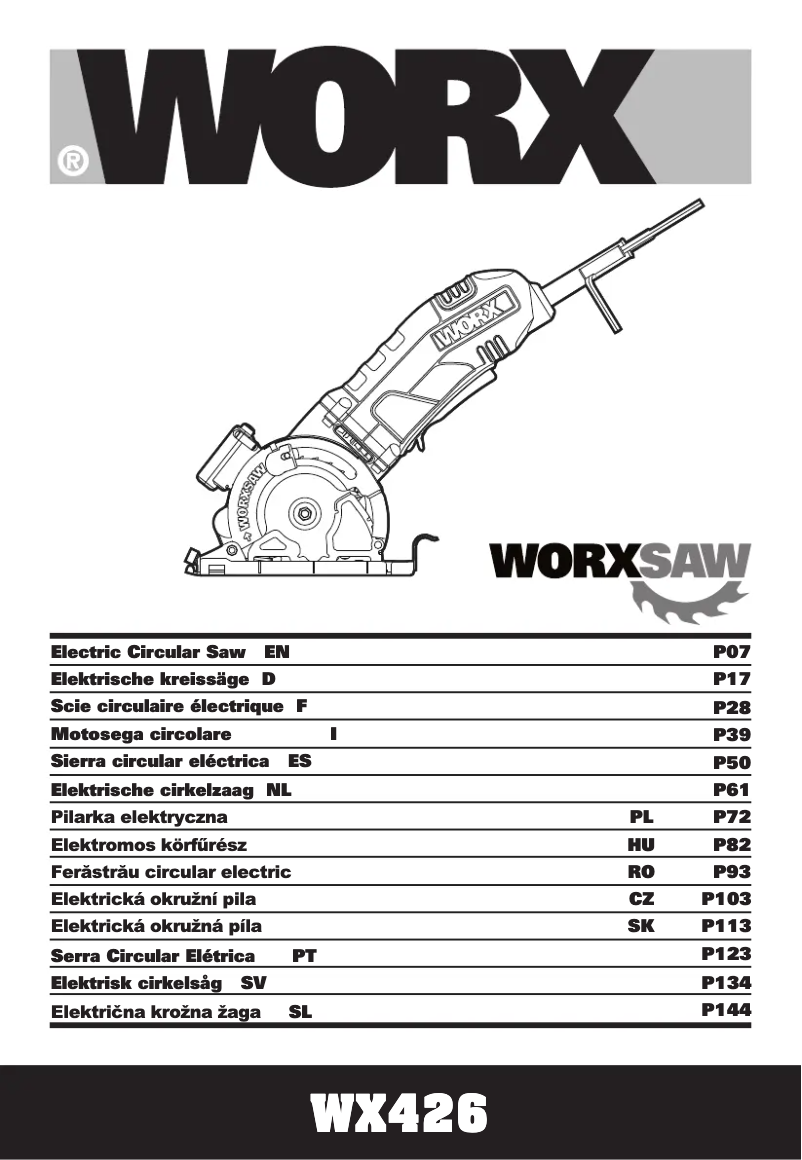Page 1 de la notice Manuel utilisateur Worx WX426