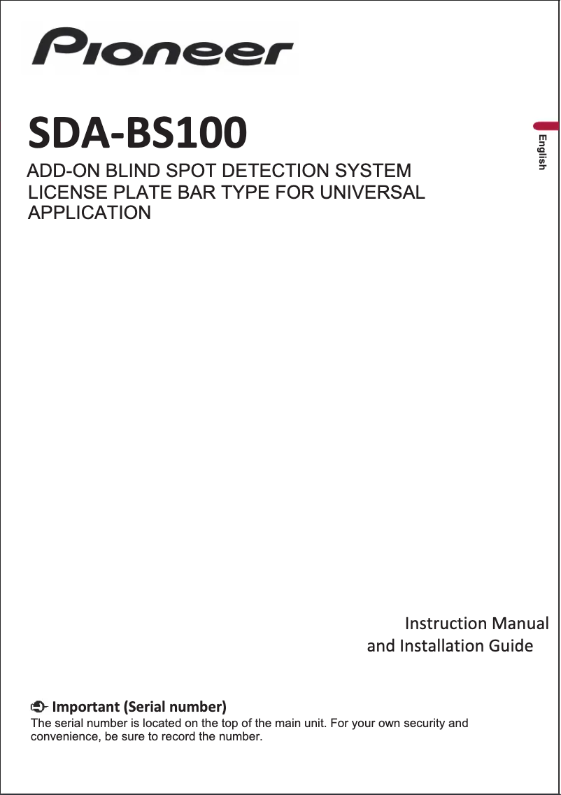 Página 1 del manual Manual de usuario Pioneer SDA-BS100