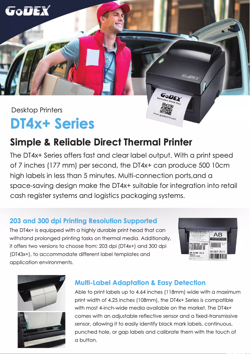 Page 1 de la notice Brochure Godex DT4x+