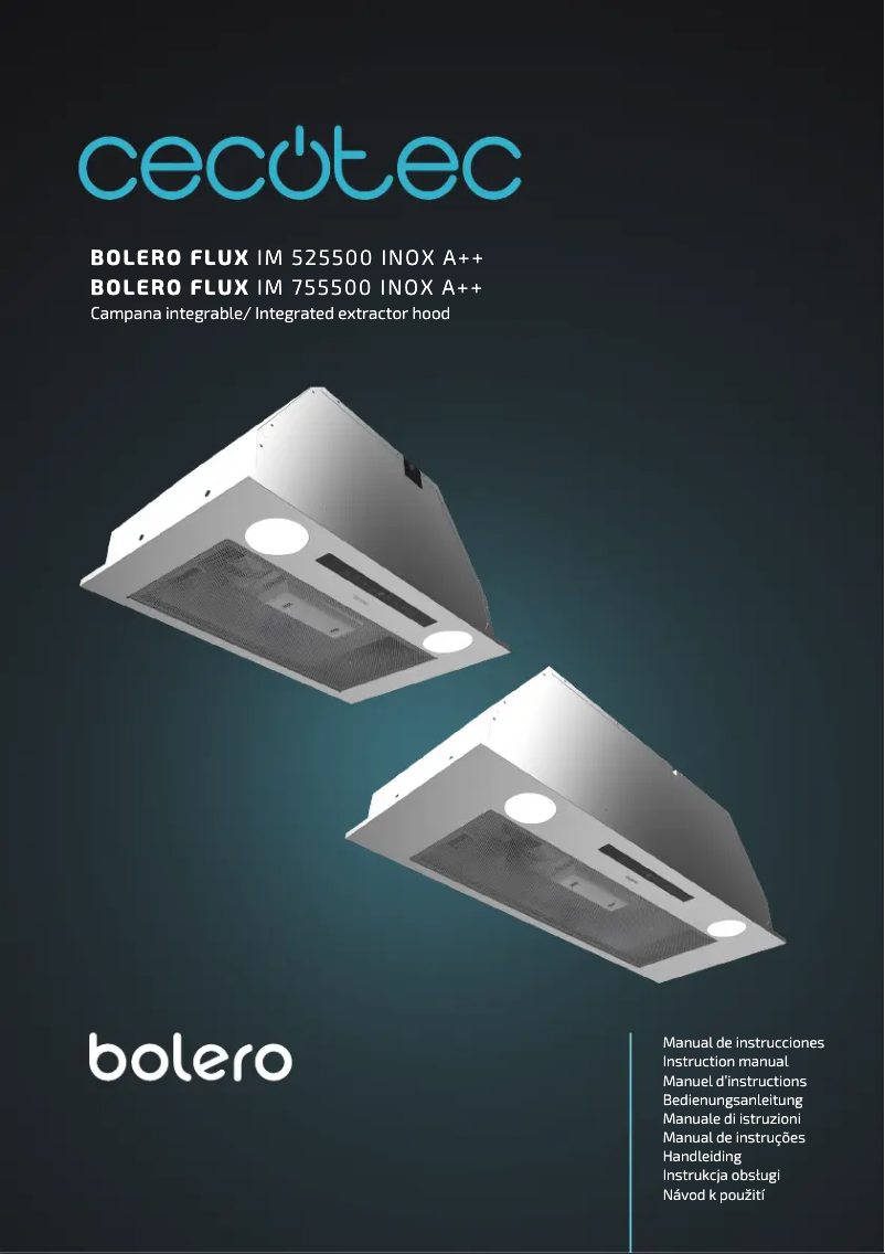 Page 1 de la notice Manuel utilisateur Cecotec Bolero Flux IT 755500 Inox A++