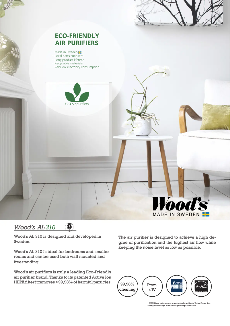 Page 1 de la notice Fiche technique Wood's WAP311