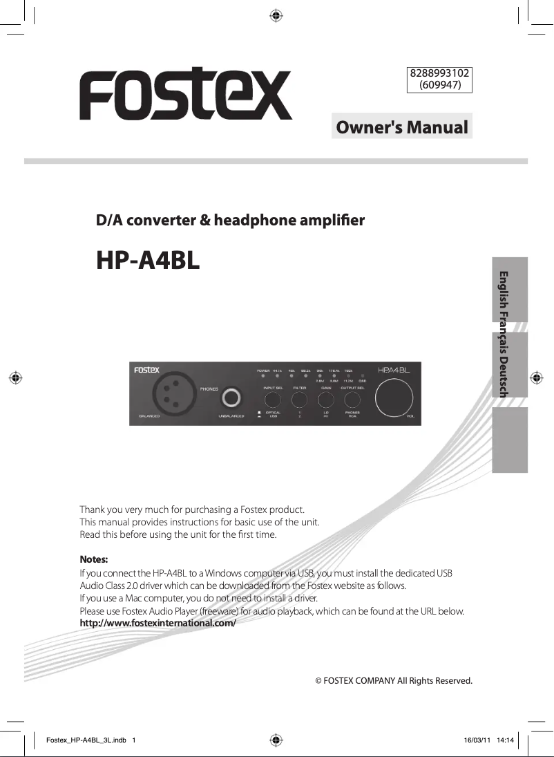 Image de la première page du manuel de l'appareil HP-A4BL
