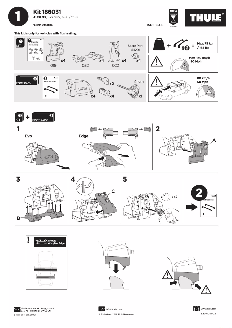 Page n°1 - Manuel utilisateur Thule Kit 186031