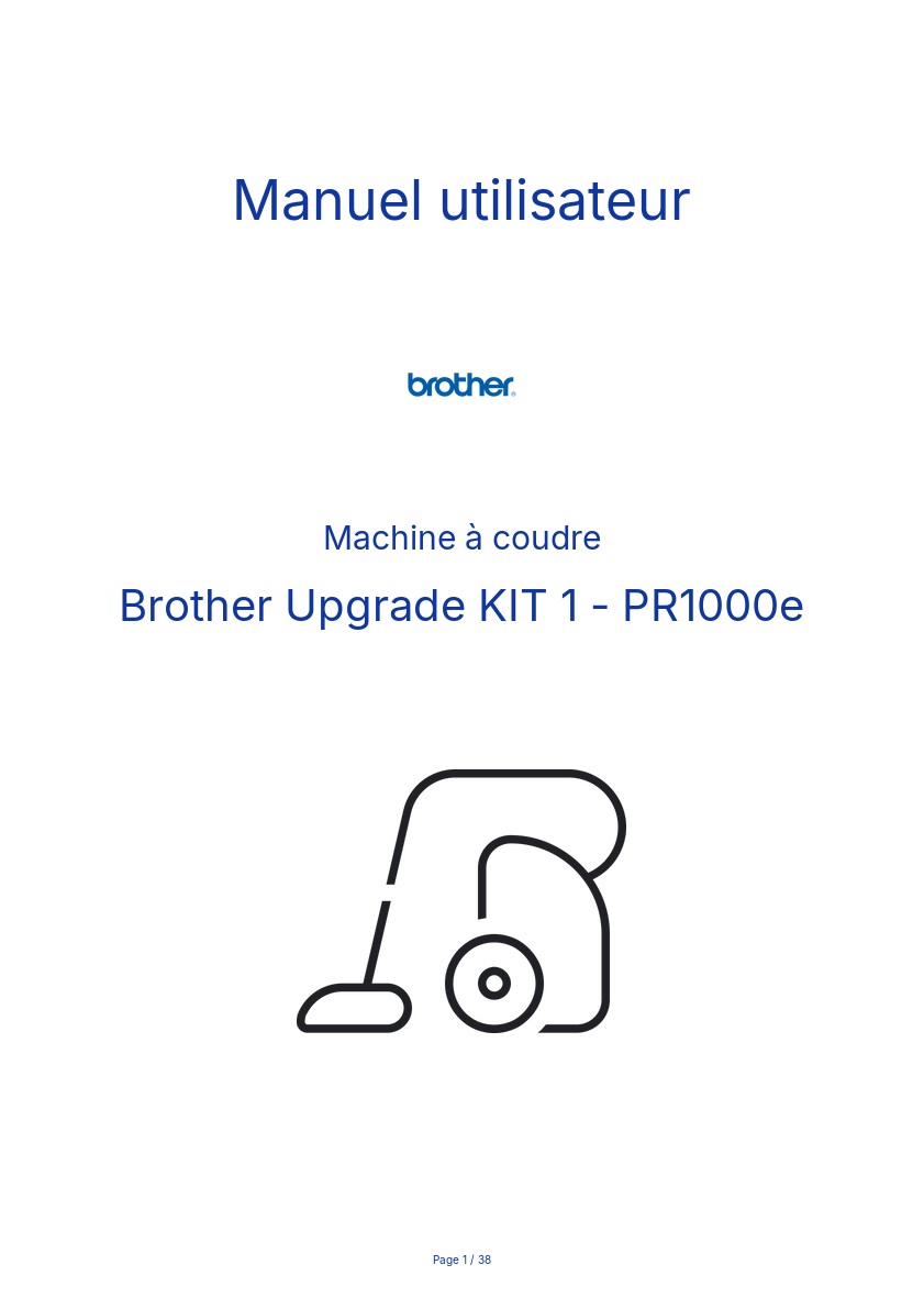 Page n°1 - Manuel utilisateur Brother Upgrade KIT 1 - PR1000e