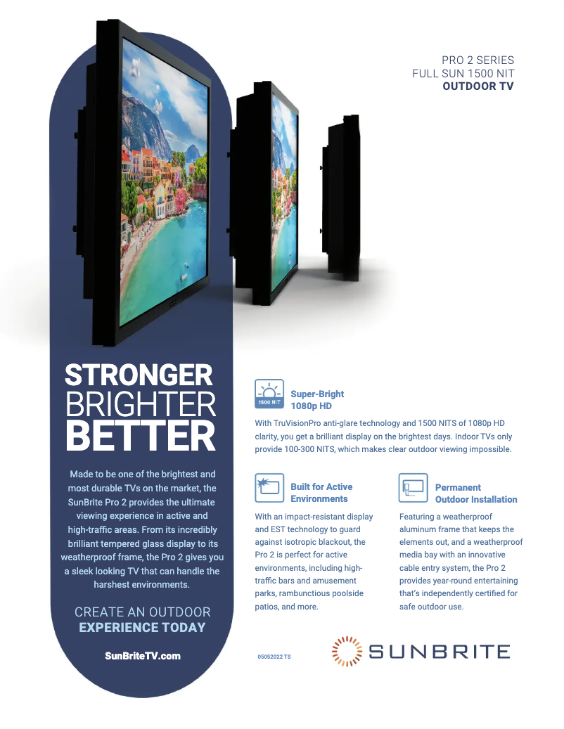 Page 1 de la notice Fiche technique SunBriteTV SB-P2-43-1K-BL