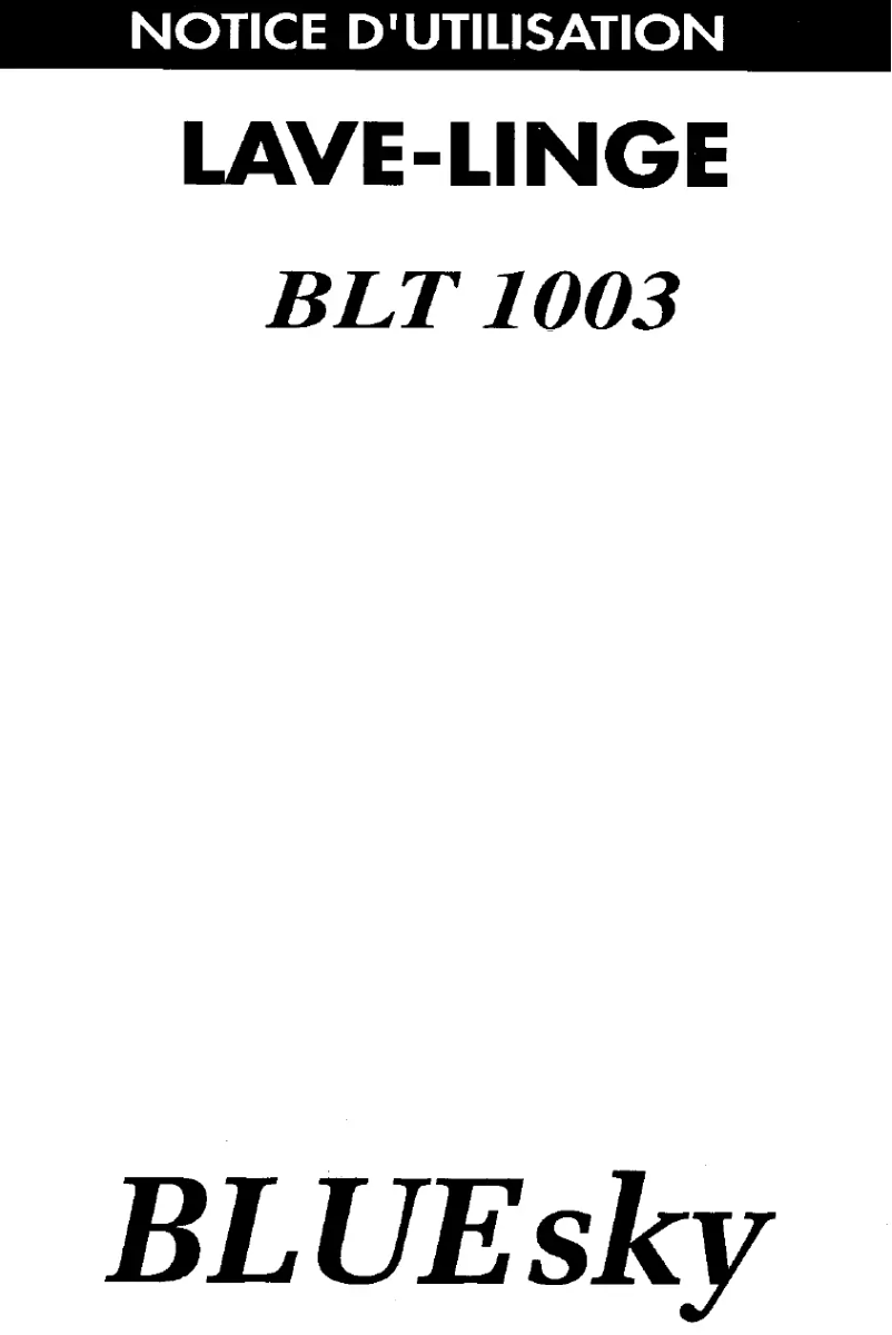 Image de la première page du manuel de l'appareil BLT 1003