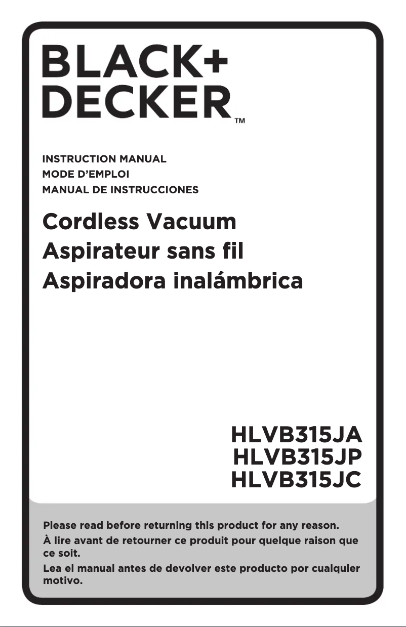 Page n°1 - Manuel utilisateur Black & Decker HLVB315JCZ01