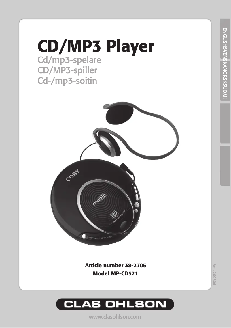 Page 1 de la notice Manuel utilisateur Coby MP-CD521