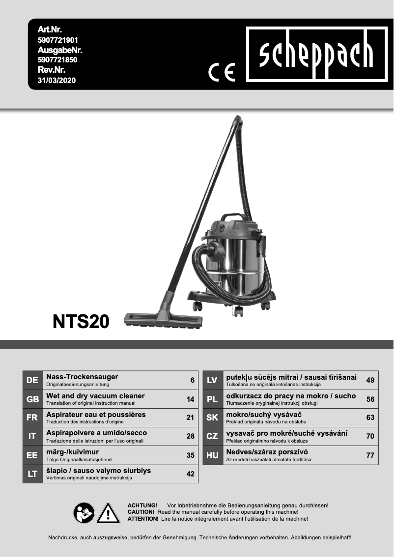 Image de la première page du manuel de l'appareil NTS20