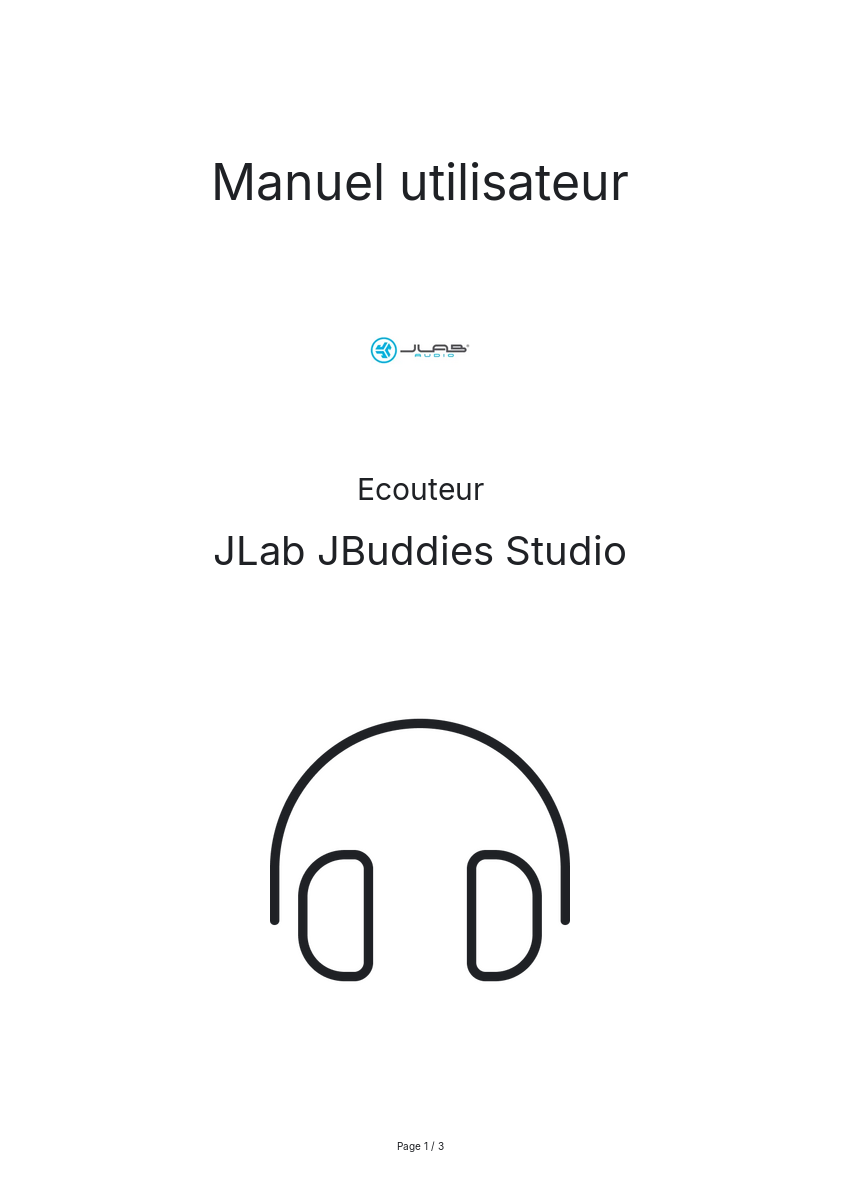 Page n°1 - Manuel utilisateur JLab JBuddies Studio