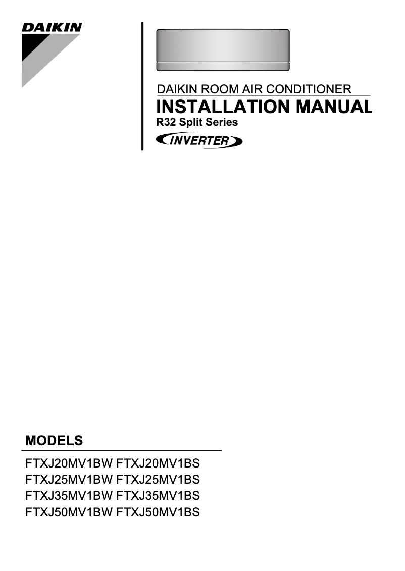 Page 1 de la notice Guide d'installation Daikin FTXJ20MV1BS