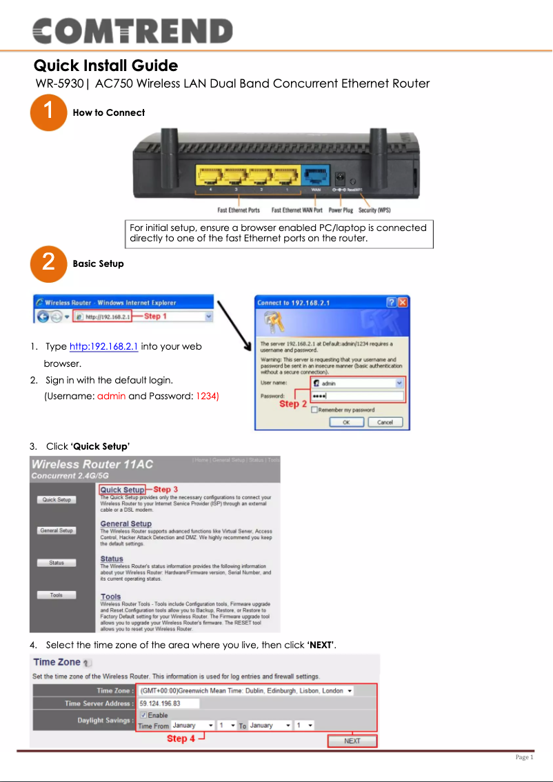 Page 1 de la notice Manuel utilisateur Comtrend WR-5930