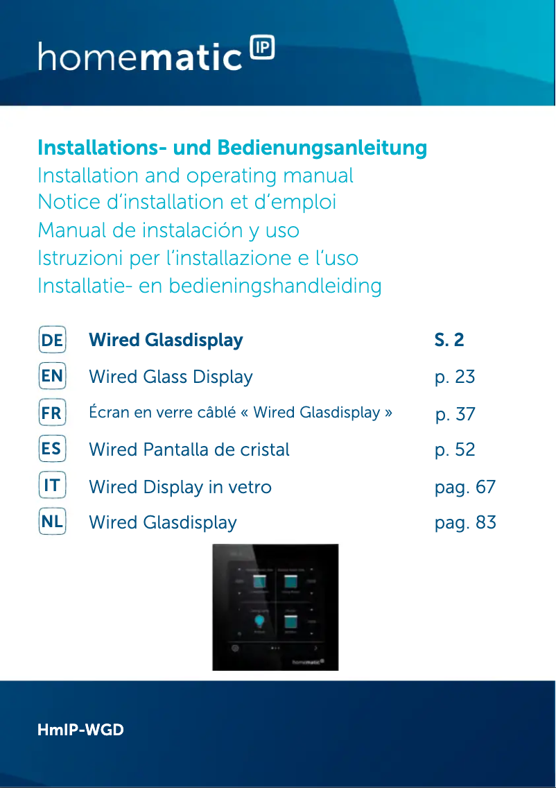 Page n°1 - Manuel utilisateur Homematic IP HmIPW-WGD