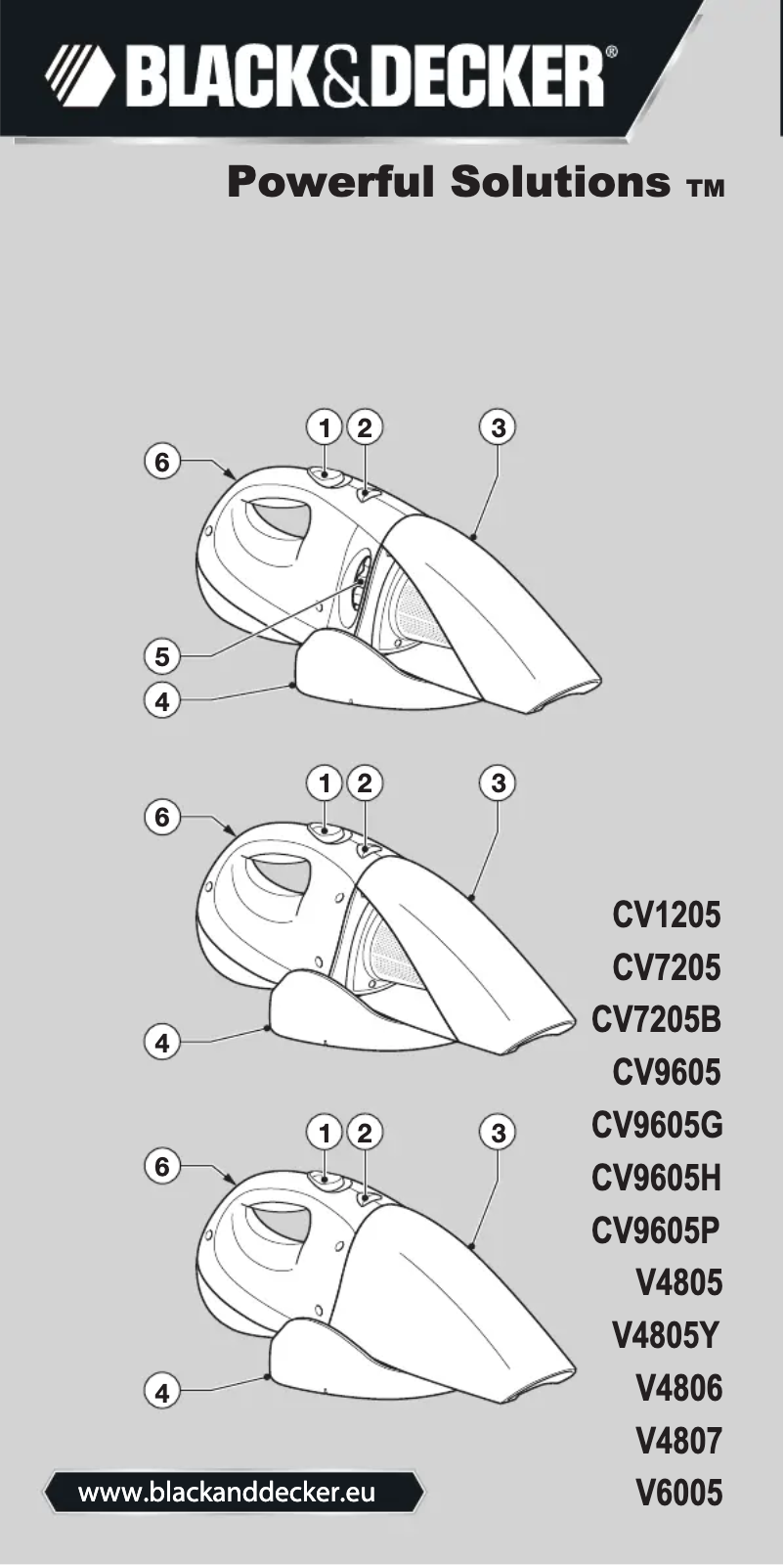 Page 1 de la notice Manuel utilisateur Black & Decker V4805Y
