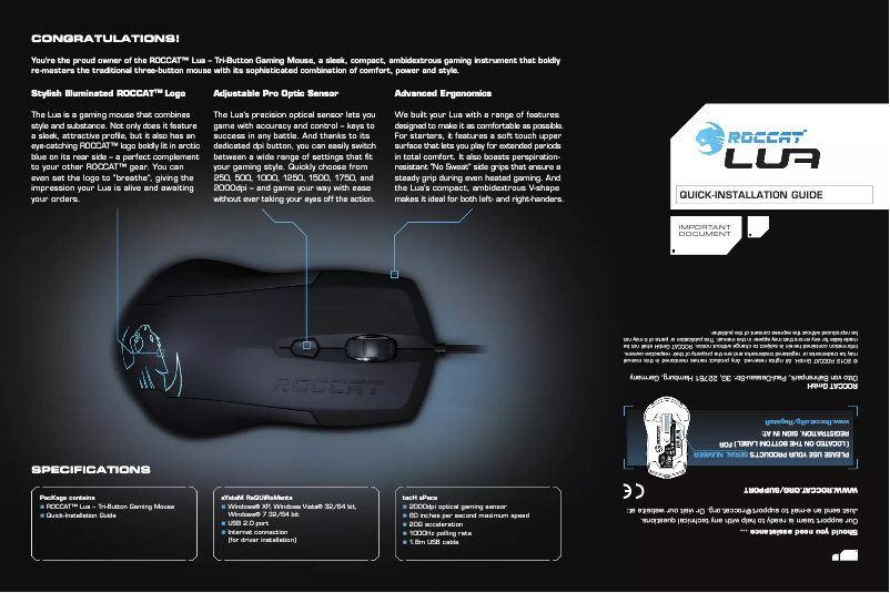 Imagen de la primera página del manual del dispositivo Lua Tri-Button