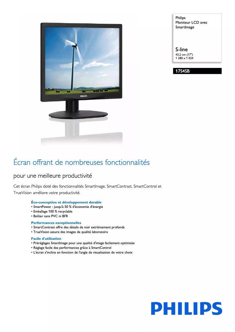 Página 1 del manual Ficha técnica Philips Brilliance 17S4SB