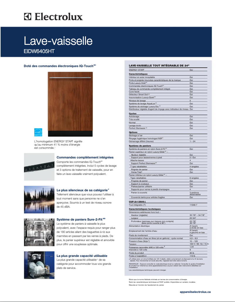 Página 1 del manual Ficha técnica Electrolux EIDW6405HT