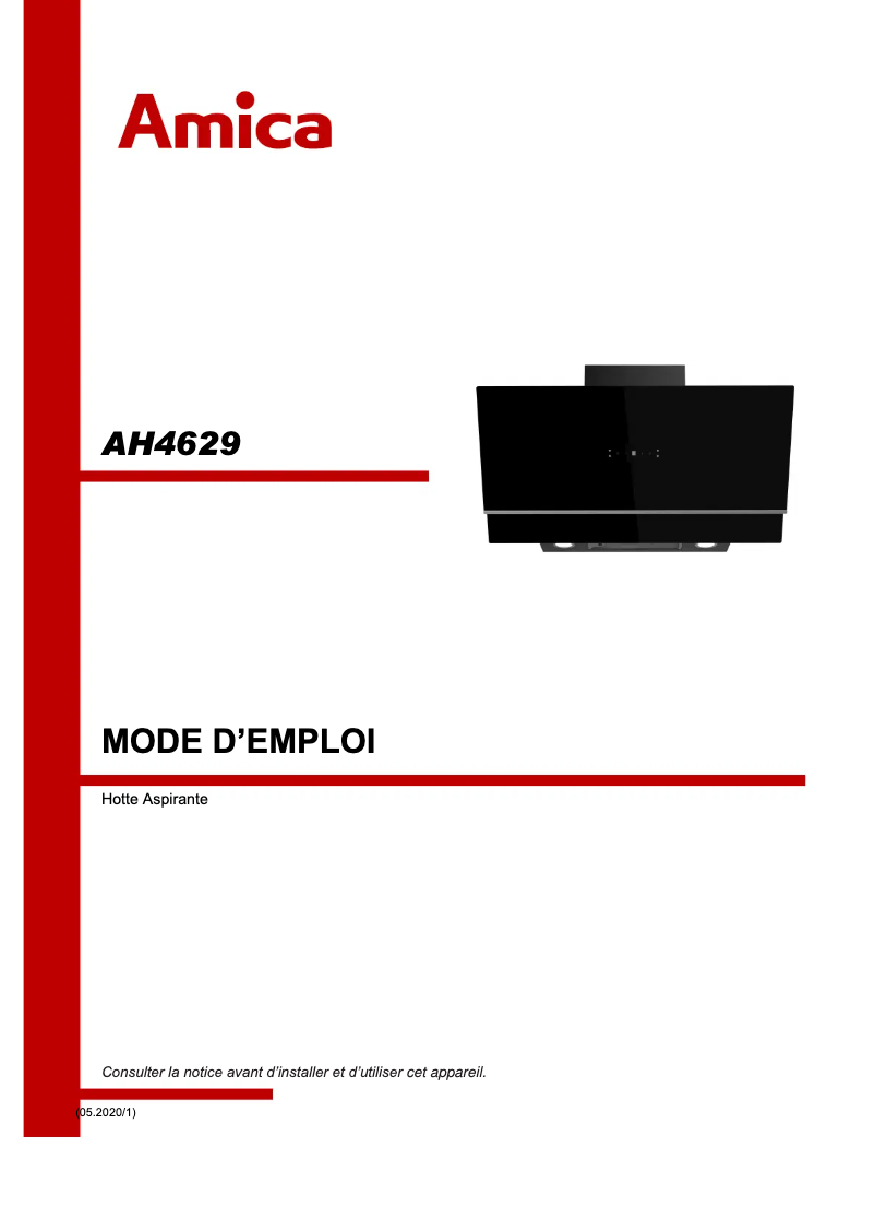 Page 1 de la notice Manuel utilisateur Amica AH4629