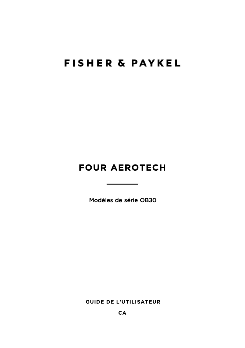 Page 1 de la notice Manuel utilisateur Fisher & Paykel OB30DDEPX3_N