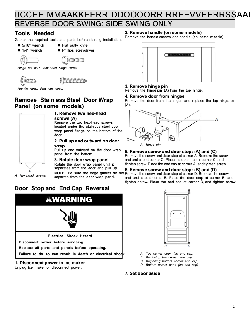Page 1 de la notice Instructions / montage KitchenAid KUIX535HPS
