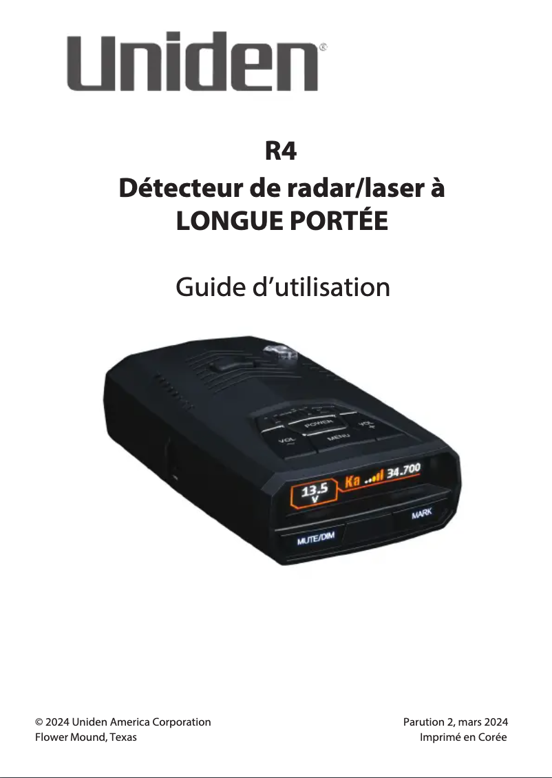 Page n°1 - Manuel utilisateur Uniden R4