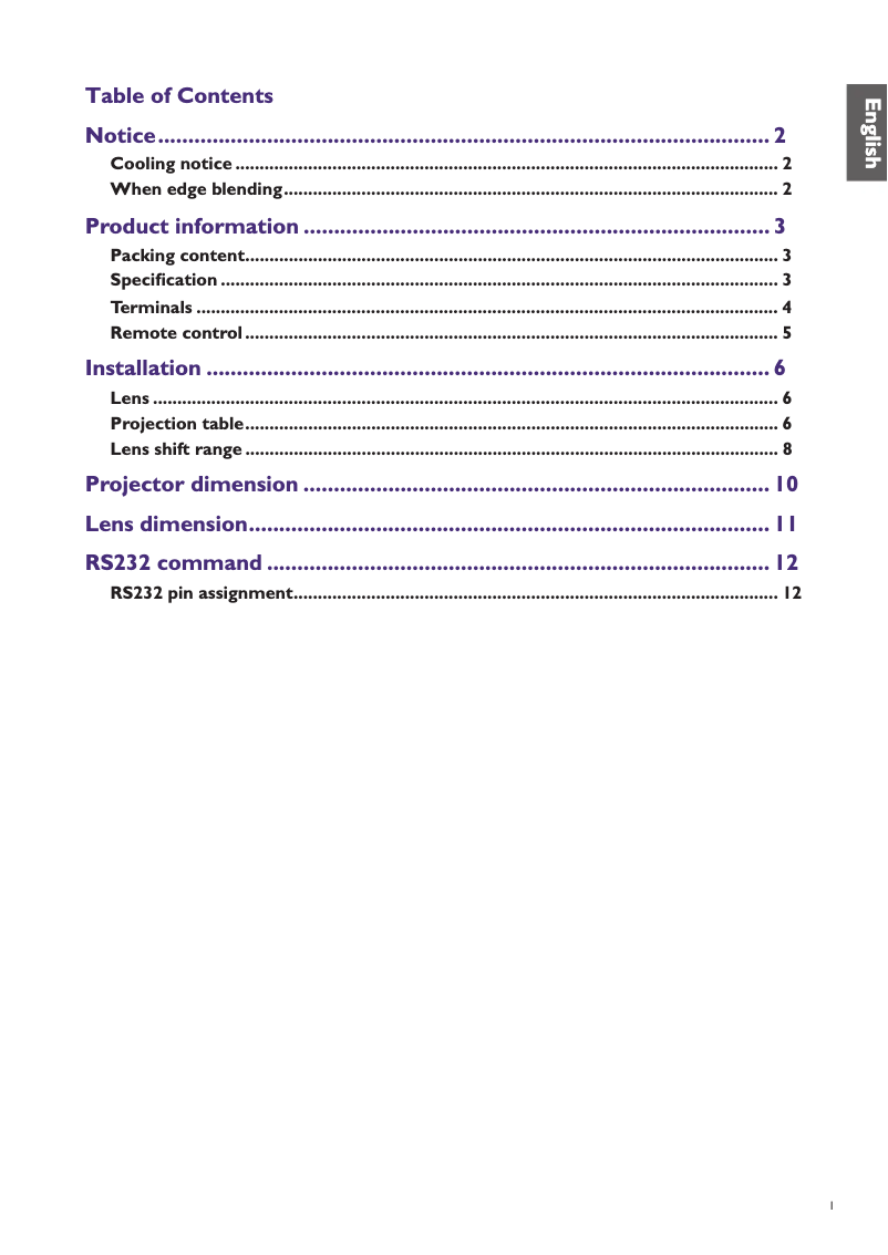 Page 1 de la notice Guide d'installation BenQ PX9230