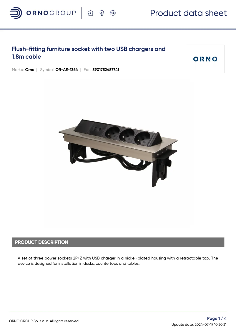 Image de la première page du manuel de l'appareil OR-AE-1364