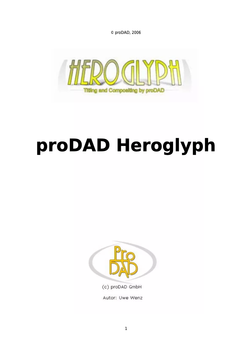 Page 1 de la notice Manuel utilisateur proDAD Heroglyph