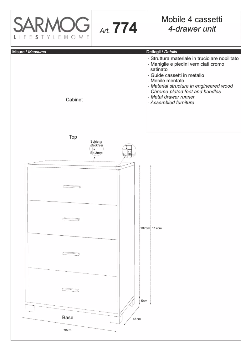 Page 1 de la notice Manuel utilisateur Sarmog A774BFBF
