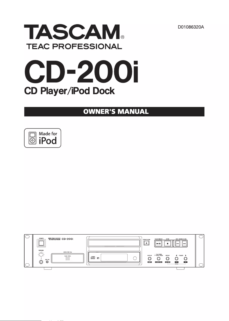Page 1 de la notice Manuel utilisateur Tascam CD-200IB