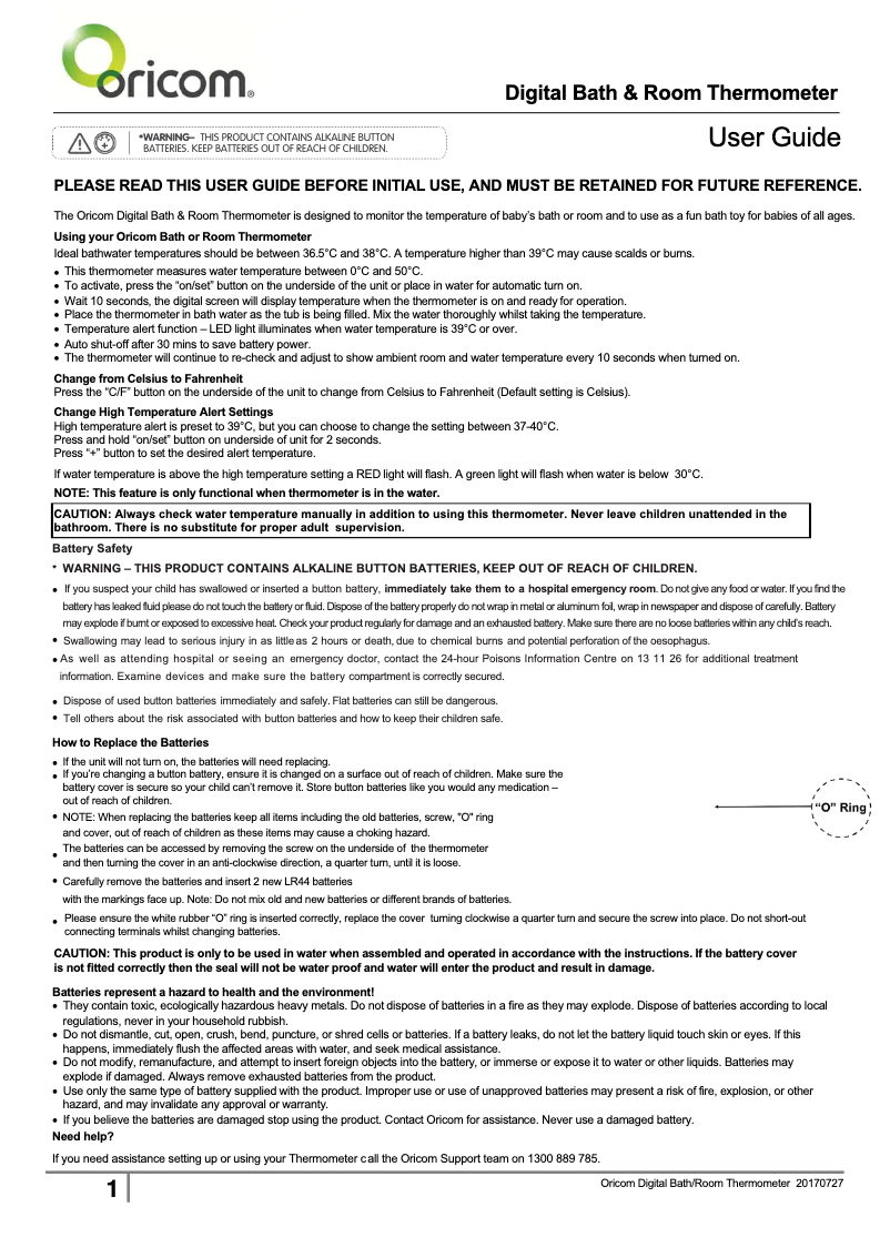 Page 1 de la notice Manuel utilisateur Oricom 02SCR