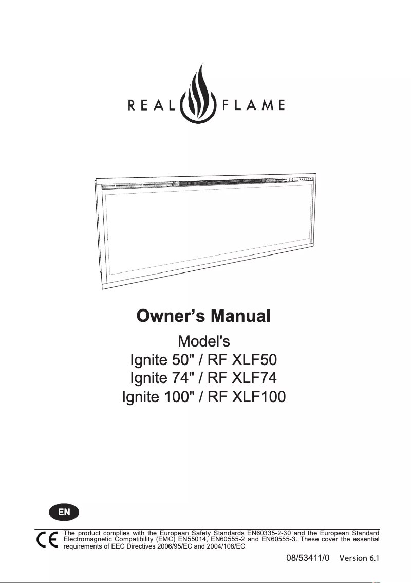 Page 1 de la notice Manuel utilisateur Real Flame Ignite XL 50