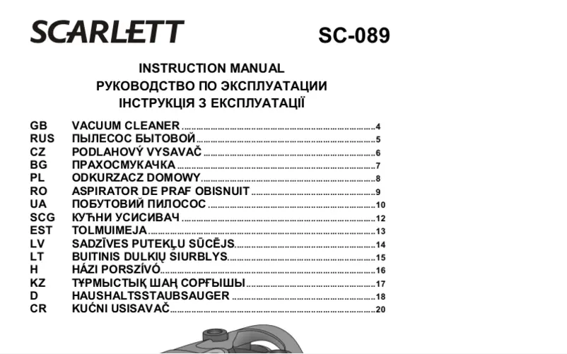 Imagen de la primera página del manual del dispositivo SC-089