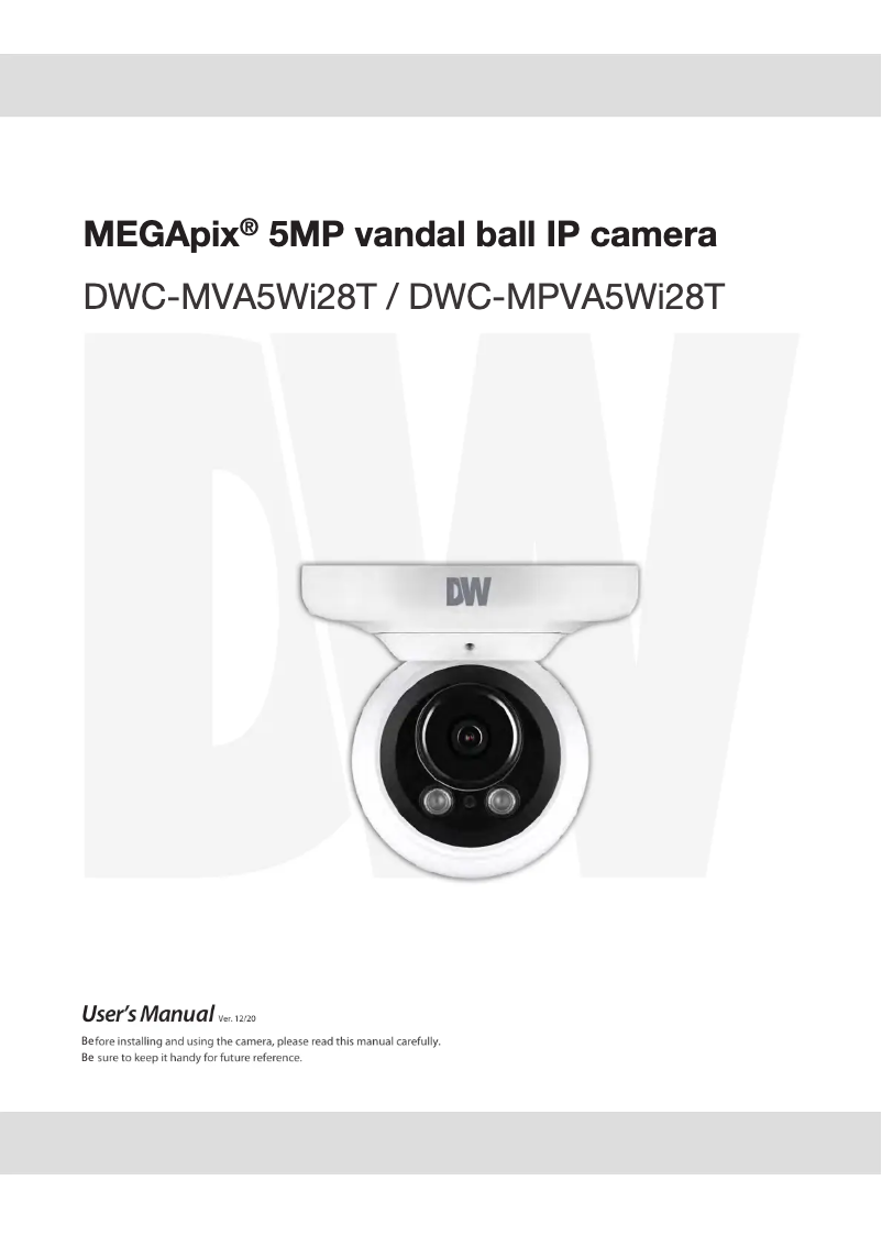 Image de la première page du manuel de l'appareil MegaPix IVA+ DWC-MPVA5WI28T