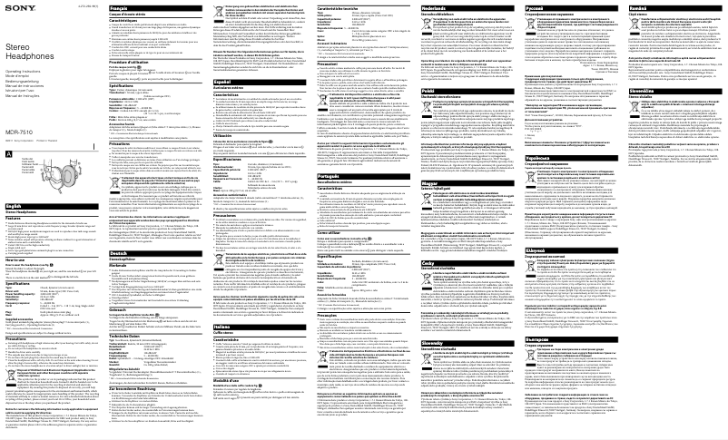 Page 1 de la notice Manuel utilisateur Sony MDR-7510