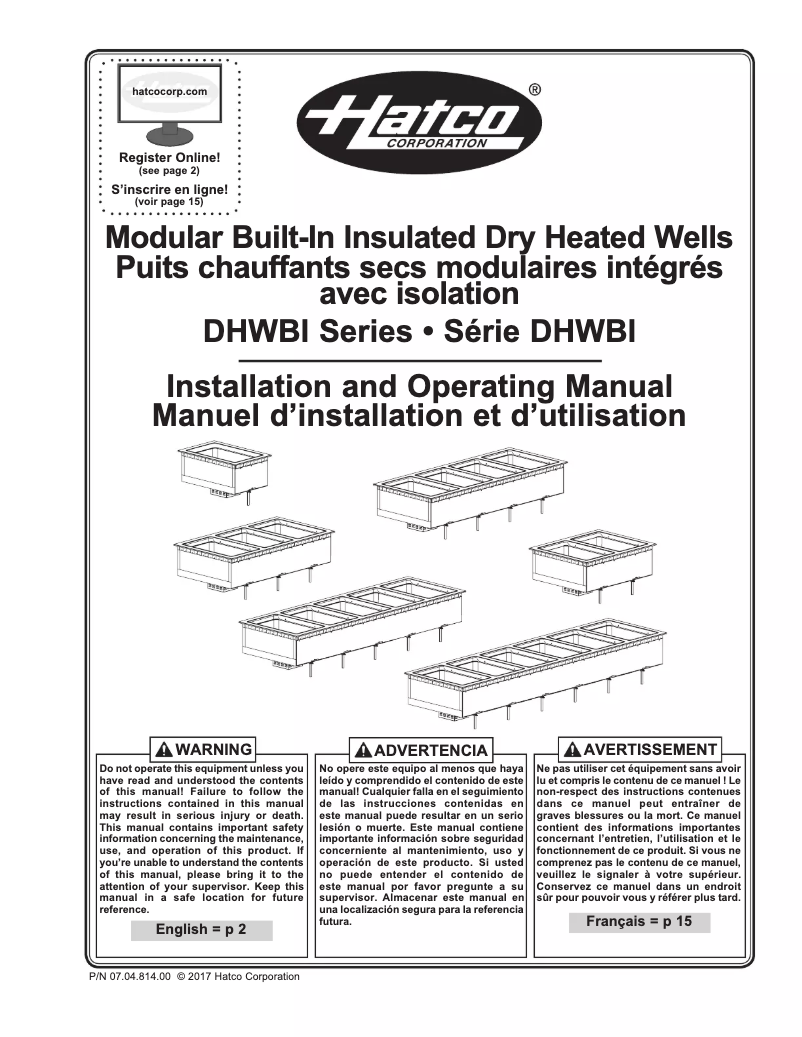 Page 1 de la notice Manuel utilisateur Hatco DHWBI-6