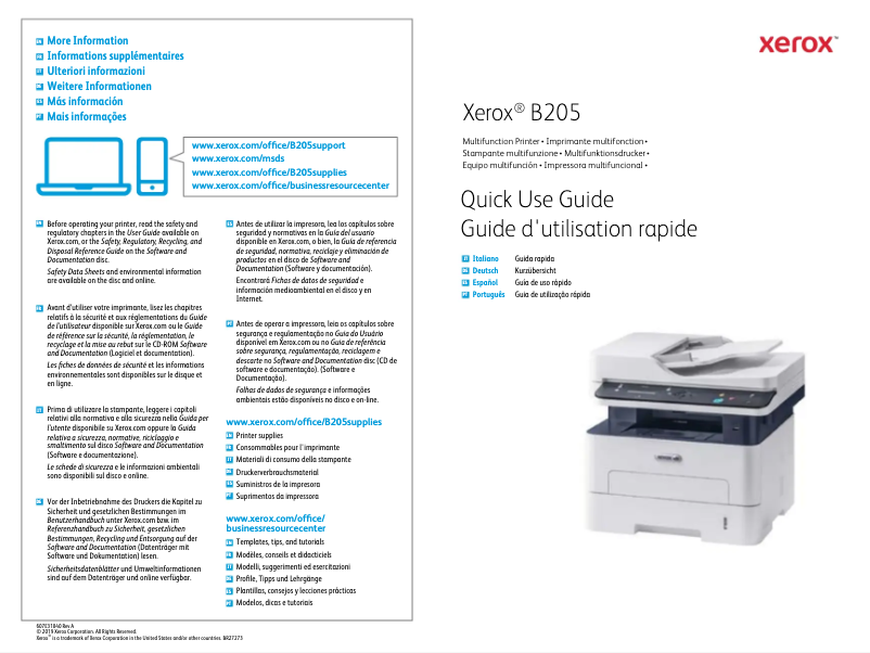 Page n°1 - Manuel utilisateur Xerox B210
