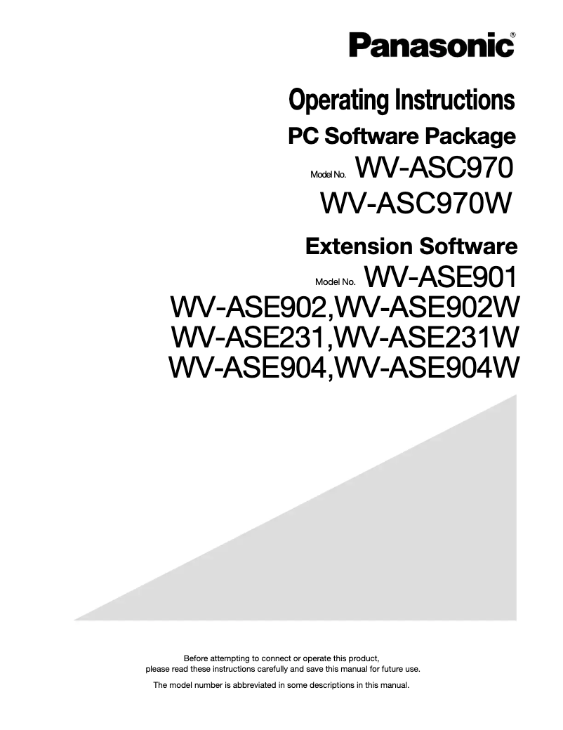 Image de la première page du manuel de l'appareil WV-ASE904W