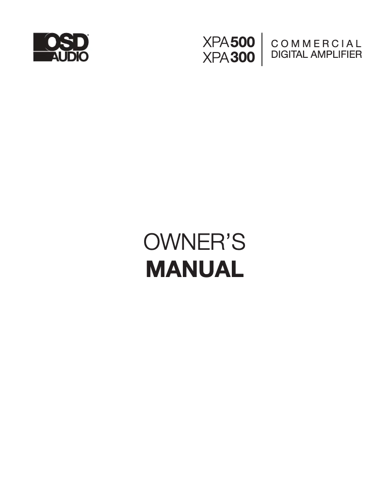 Page 1 de la notice Manuel utilisateur OSD Audio XPA500