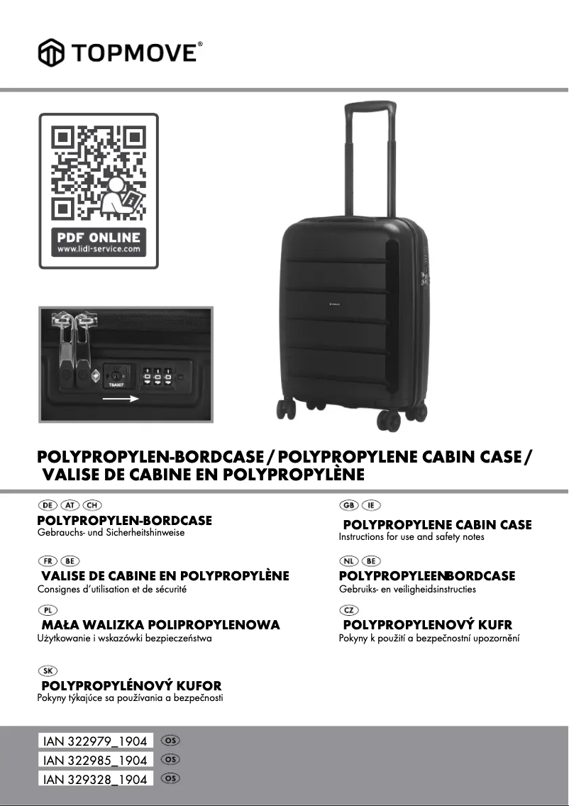 Page 1 de la notice Manuel utilisateur Topmove IAN 329331